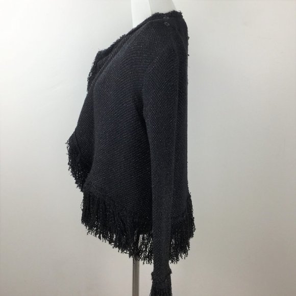 NWT Zara Studio Black Metallic Fringe Cardigan s - Picture 4 of 9